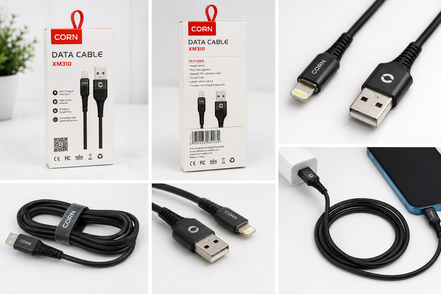 FREE CORN XM310 USB-A to Lightning Data Cable – 1M